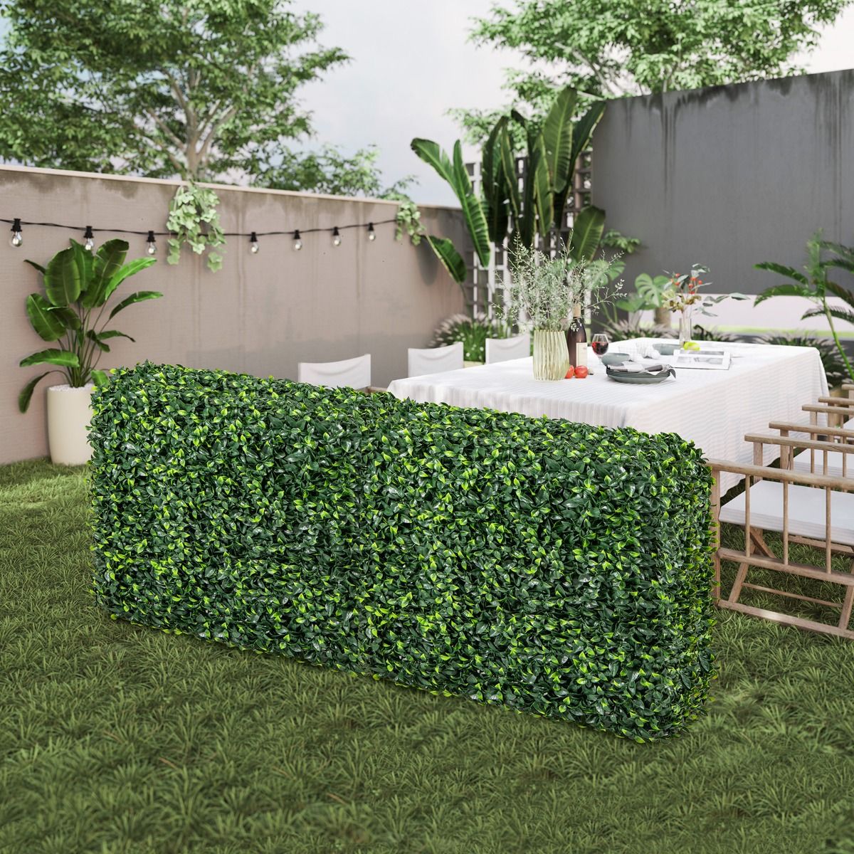 coast Artificial Plant Wall Art Buis - Vert - 92 × 38 × 86 cm - Feuilles réalistes en PE et cadre en aluminium