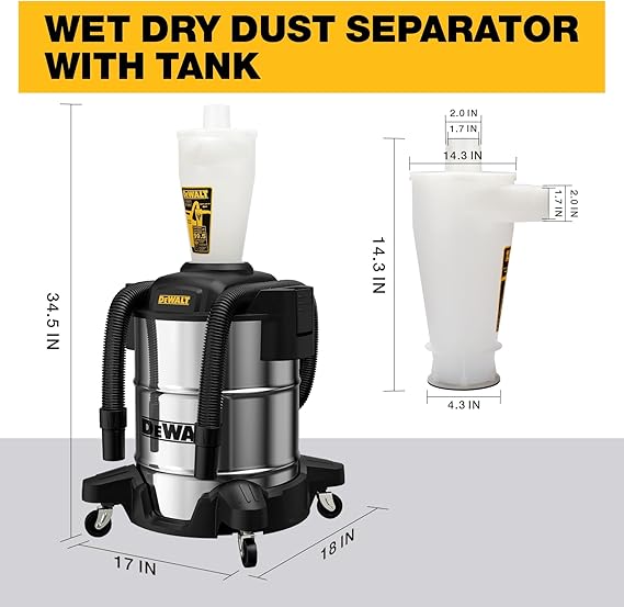 Détendeur de poussière cyclonique DeWALT - 38 L - Professionnel - Noir