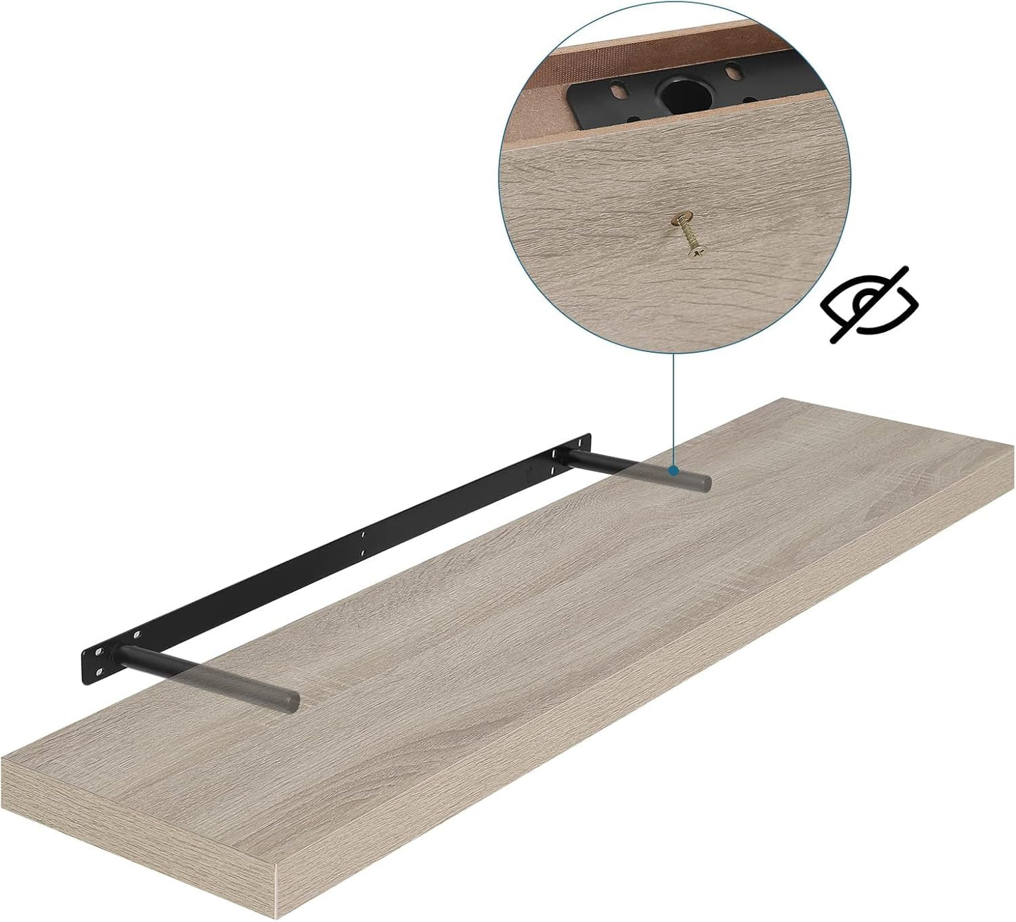 EUGAD 0046QJ Etagère murale flottante - 80 cm - Chêne Sonoma - MDF - max 10 kg