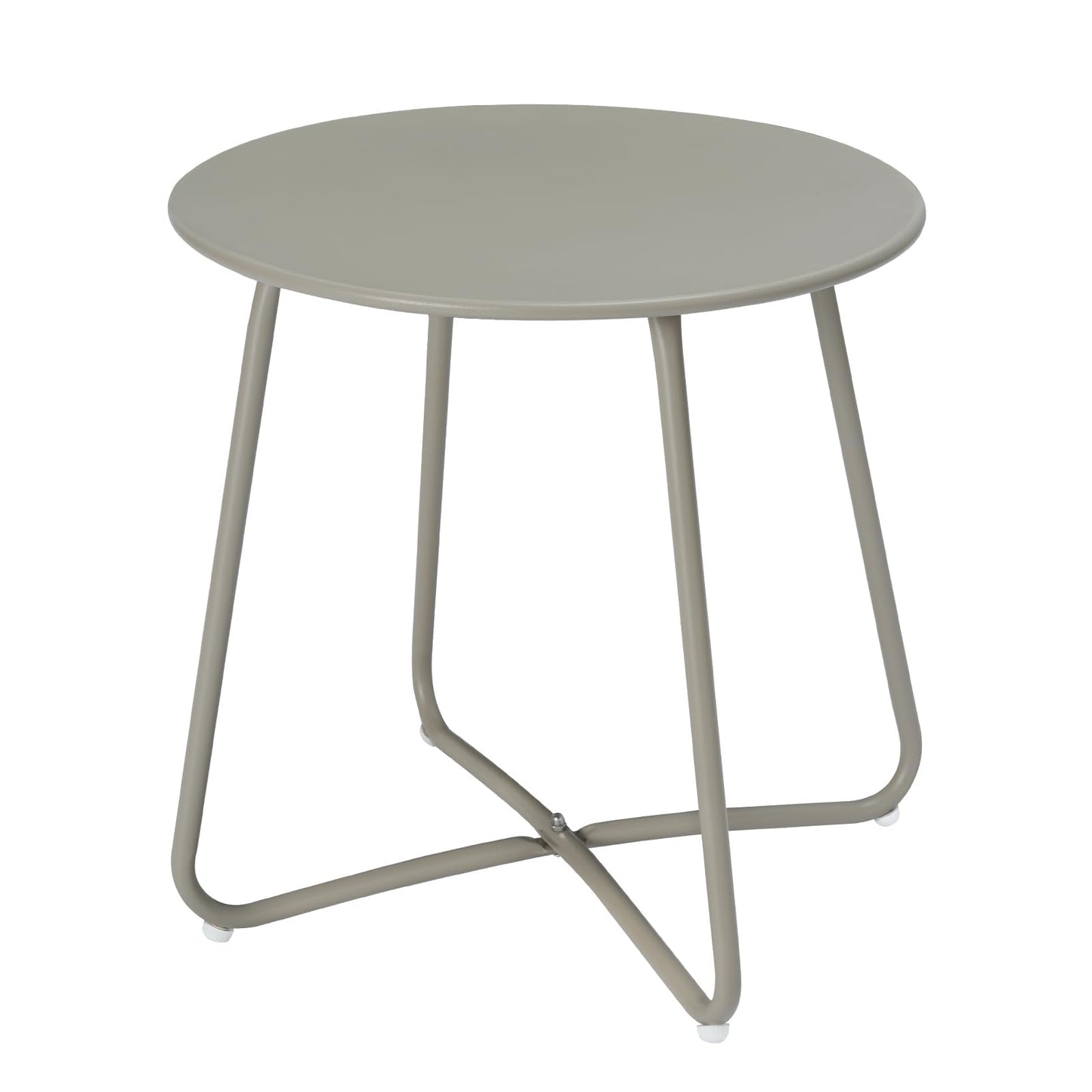 Table d'appoint ronde eSituro - table de balcon et de jardin en métal - grise - diamètre 45 cm - patins réglables