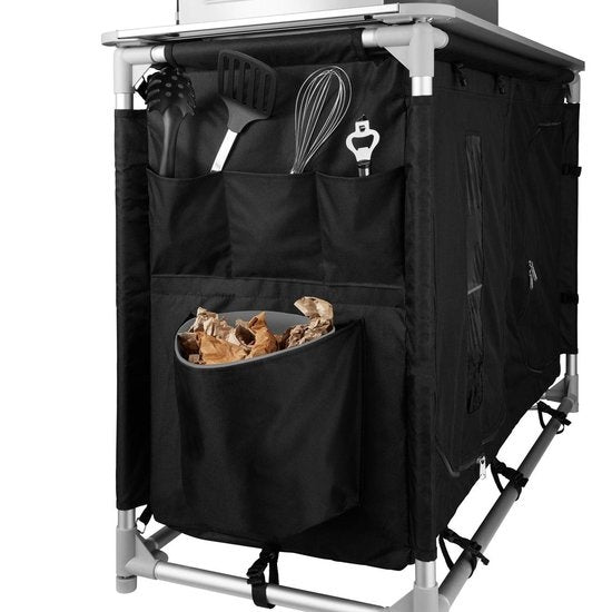 tectake - cuisine de camping dim. 116 x 52 x 107 cm noir - 403345