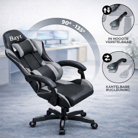 Bayt Gaming Chair - Chaise de jeu - Chaise de bureau ergonomique - Noir - Réglable