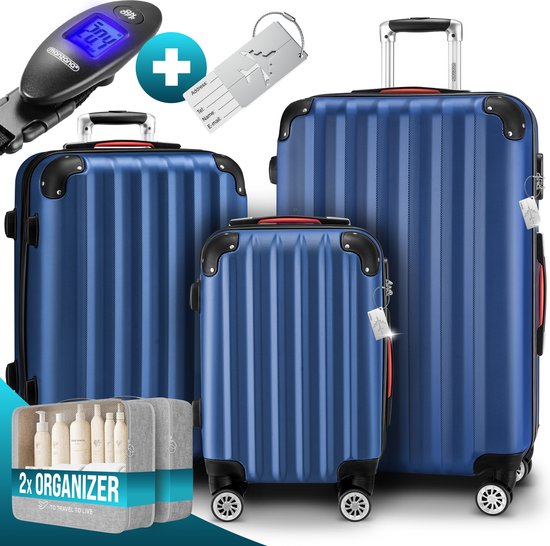 Set de valises MONZANA - Valise M L XL 3-pièces Hardcase Hand Luggage - Bleu marine