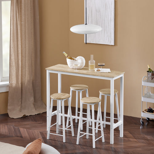 SoBuy - Table de bar avec 4 tabourets - OGT22-WN -Max. 150 kg - 120 x 40 x 100 cm - Blanc