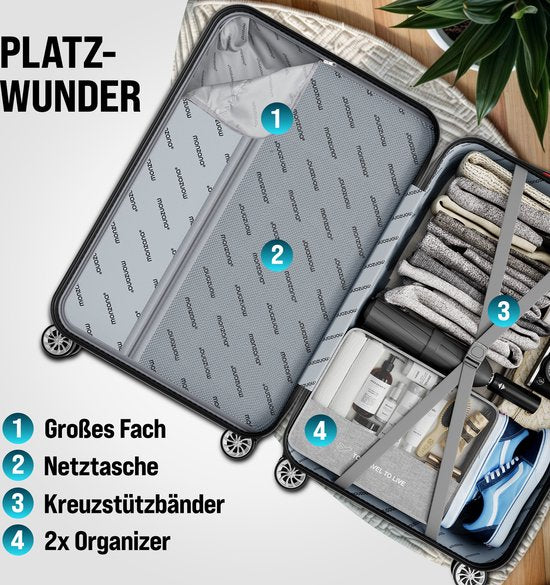 Set de valises MONZANA - Valise M L XL 3-pièces Hardcase Hand Luggage - Bleu marine