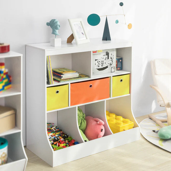 SoBuy - Bibliothèque pour enfants - Coffre à jouets - Etagère de rangement pour enfants - Blanc - 92x93x40cm - KMB26-W