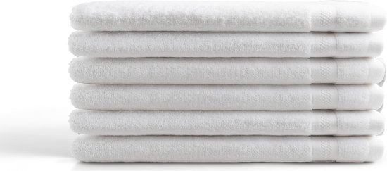 Gants de toilette DoubleDry Hotel 16 x 21 cm - Lot de 6 - 100% coton 500 g/m2 - Doux et absorbant - Blanc