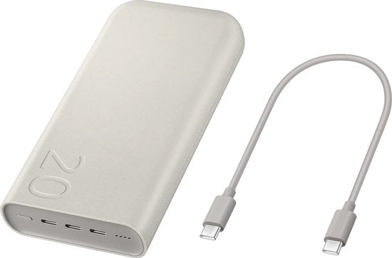 Batterie externe Samsung à charge rapide 45 W - 3 ports USB-C - 20 000 mAh - Beige