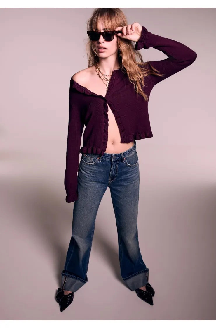 Stradivarius Chaussures à dos plat avec nœud - Bourgogne - Bout pointu - Sangle élastique - Taille 40