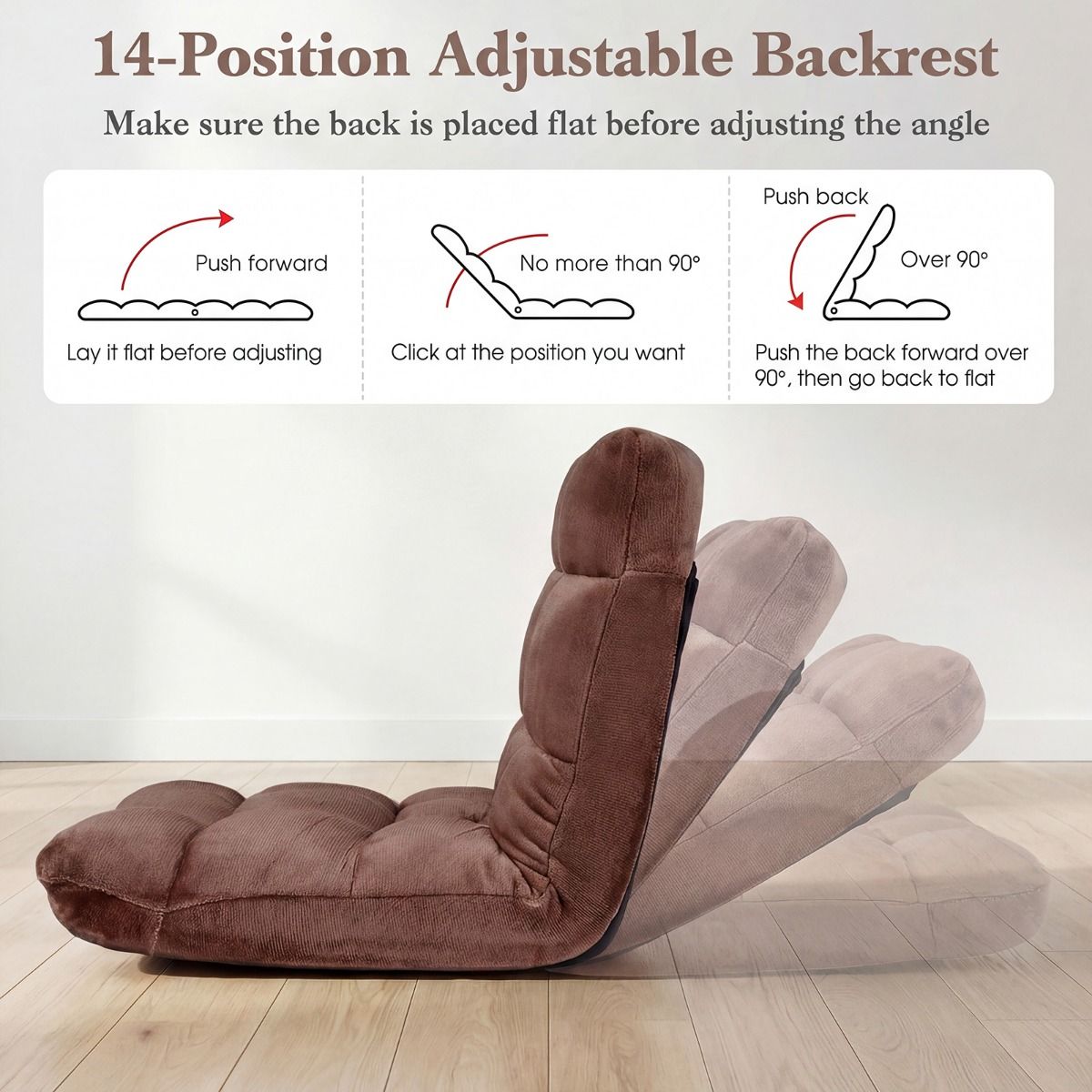 Chaise longue pliable Coast Tatami - dossier réglable sur 14 positions - mousse haute densité - marron
