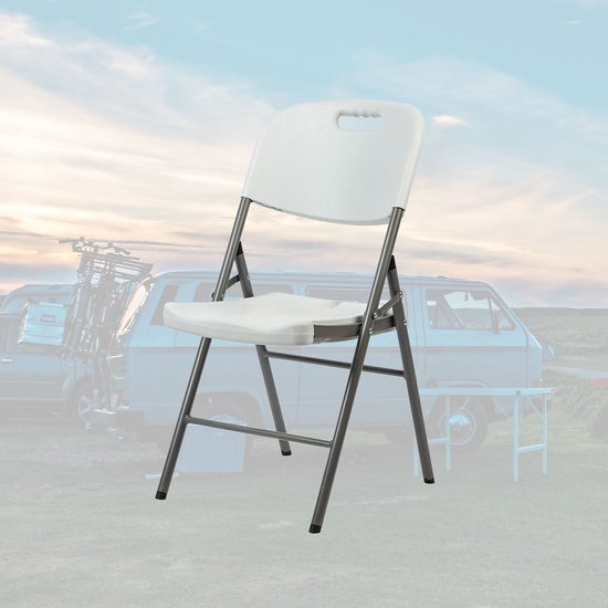 BRASQ Chaise pliante blanche - Chaise pliante - Chaise pliante 45x50x88 cm - PVC - Chaise de salle à manger