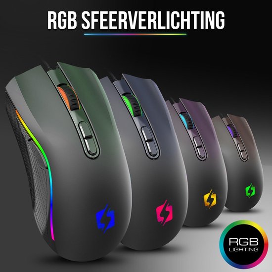 Strex Gaming Mouse with RGB LED - 3200 DPI - 7 Buttons - Windows and MAC - Game Mouse
