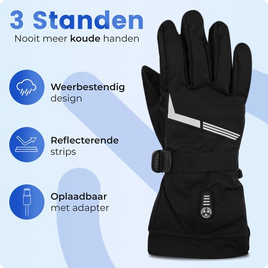 Qualitá® Heated Gloves - Gants chauffants - Résistants à l'eau - Gants électriques Taille L - Compatibilité avec écran tactile - Sports d'hiver - Rechargeable -