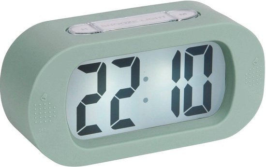 JAP AP17 réveil digital - Réveil robuste - Avec fonction snooze et éclairage - Boîtier protecteur en caoutchouc - Vert Pastel