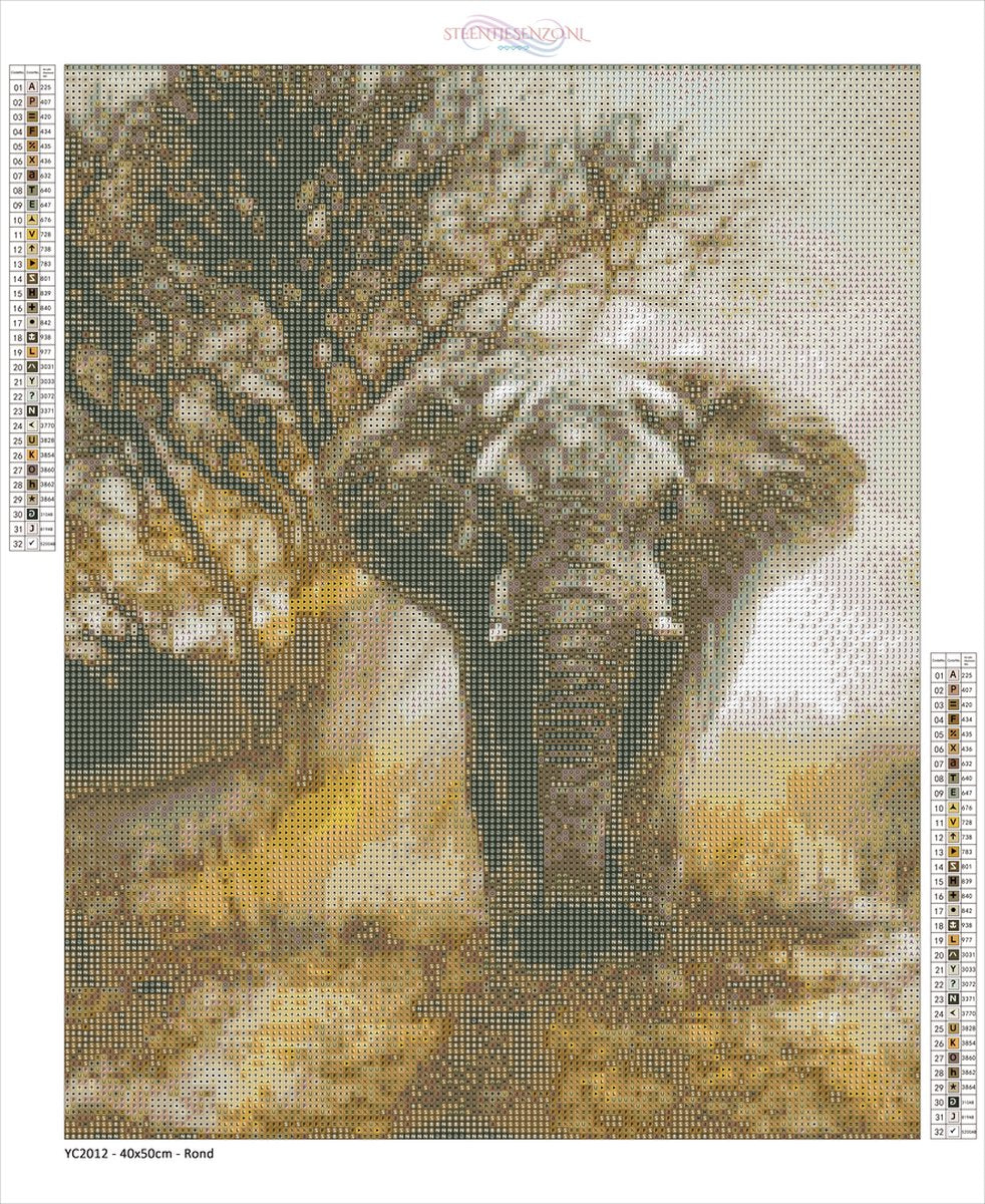 Animaux - Peinture au diamant - Eléphant - 40X50CM -.