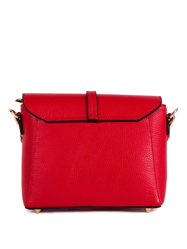 Sac à main en cuir italien Pia Sassi - Rouge - 25 x 19 x 8 cm