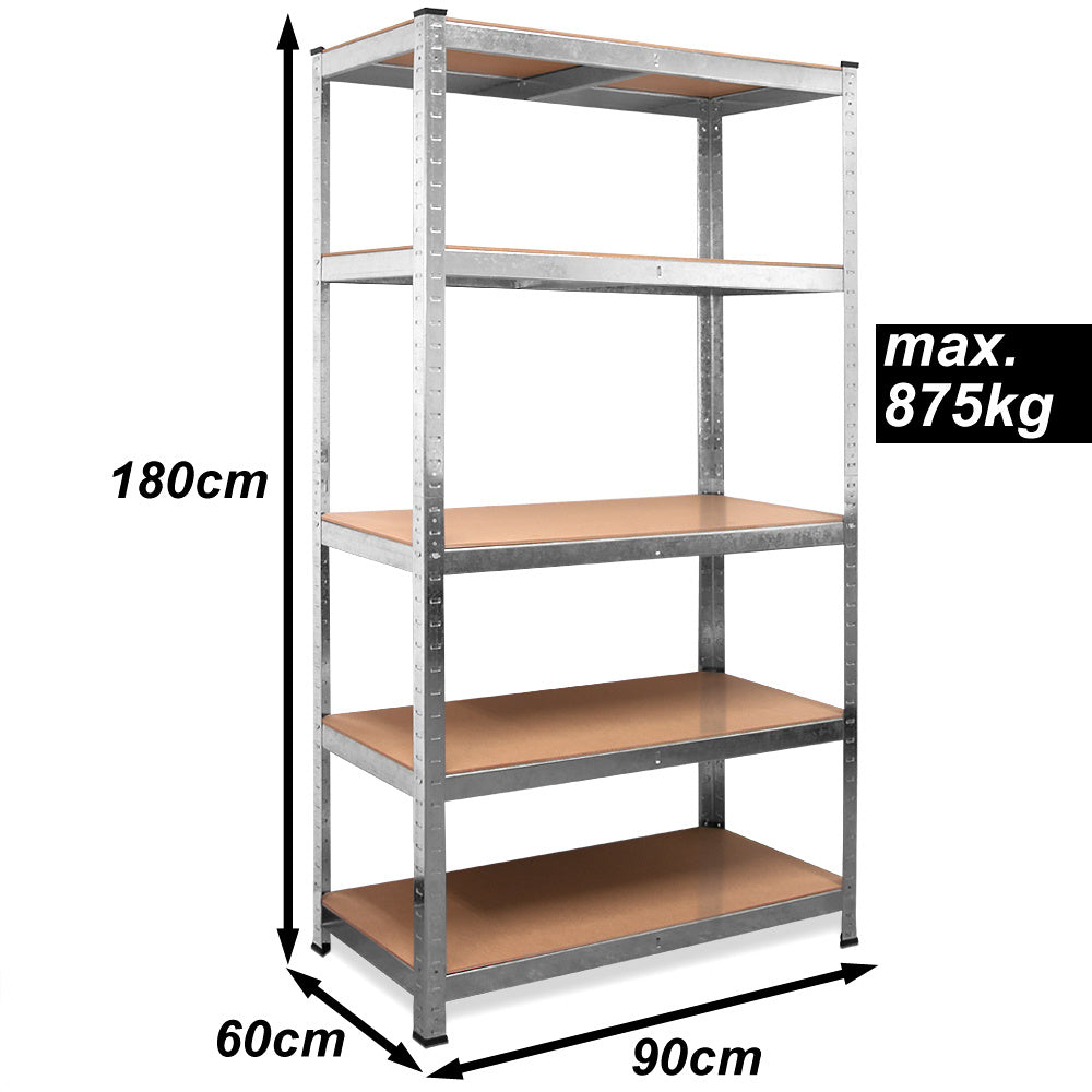 7House zwaar Uitgevoerde Metalen Opbergrek/Stellingkast met 5 legborden - 875kg draagkracht - (HxBxD) 180x90x60 cm - 175kg per plank