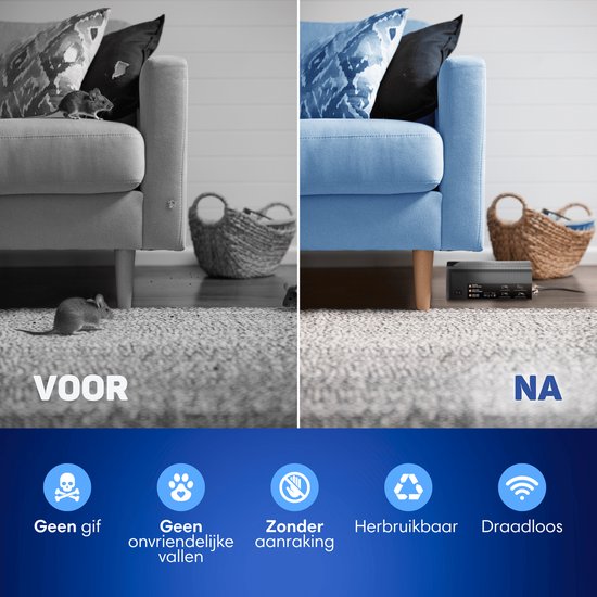 Vulpes Goods® Repellent - Souricière électrique Pro - Souricière efficace pour l'intérieur - Sans fil et rechargeable - Sûre, hygiénique et durable - Convient également comme piège à rats électrique