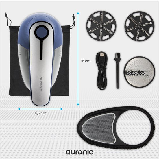 Rasoir à peluche sans fil - Auronic Electric Lint Remover - Autonomie 60 min - Tondeuse à charpie - Bleu