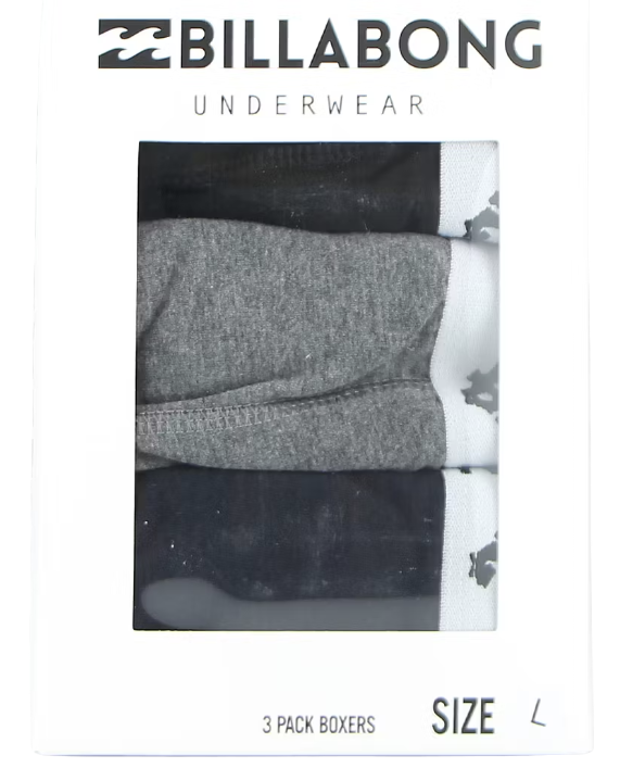 Billabong 3x Boxer pour homme - taille XXL - noir, bleu et blanc - 95% coton, 5% élasthanne