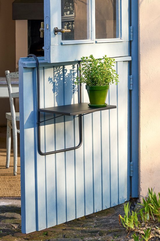 Mica Decorations Seattle - Table suspendue pour balcon - Petite table d'extérieur - Plateau pour balcon - 57,5 x 38 cm - Métal - Noir