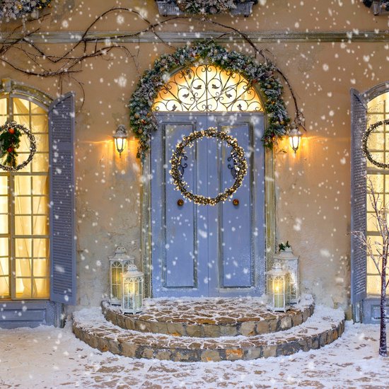 Ceruzo Anneau de Noël - Anneau de décoration avec lumières - 300 LED -38cm D -Grandeur - Blanc chaud -Fonctions lumineuses