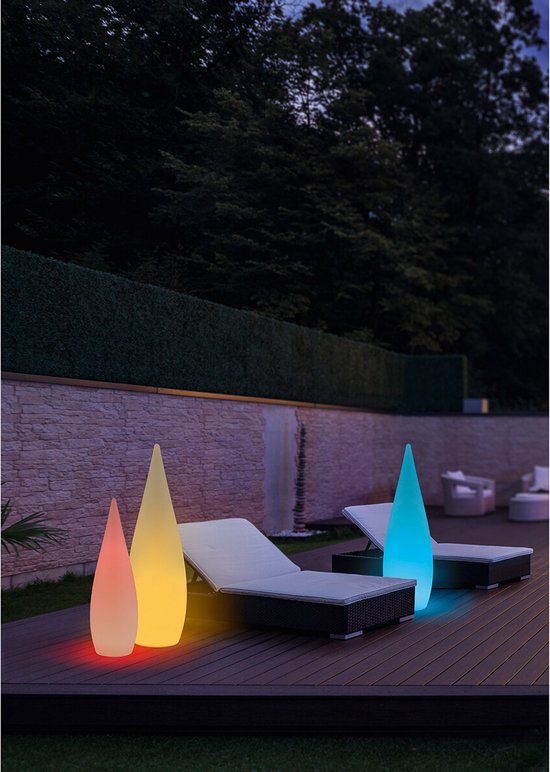REALITY PALMAS - Lampadaire - Blanc - incl. 1x SMD 4.5W - Télécommande - Variateur intégré - Connexion USB - Changeur de couleurs RGBW - Rechargeable - Sans fil - Alimentation par batterie - Fonction mémoire via la télécommande - Eclairage extérieur - IP4