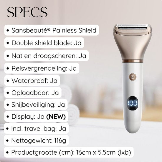 Rasoir féminin 2 en 1 avec écran - Visage - Aisselles - Jambes - Maillot - Sansbeauté® - Rasoir Femme - Epilation visage Femme - Tondeuse Femme - Rasoir Bikini - USB Rechargeable