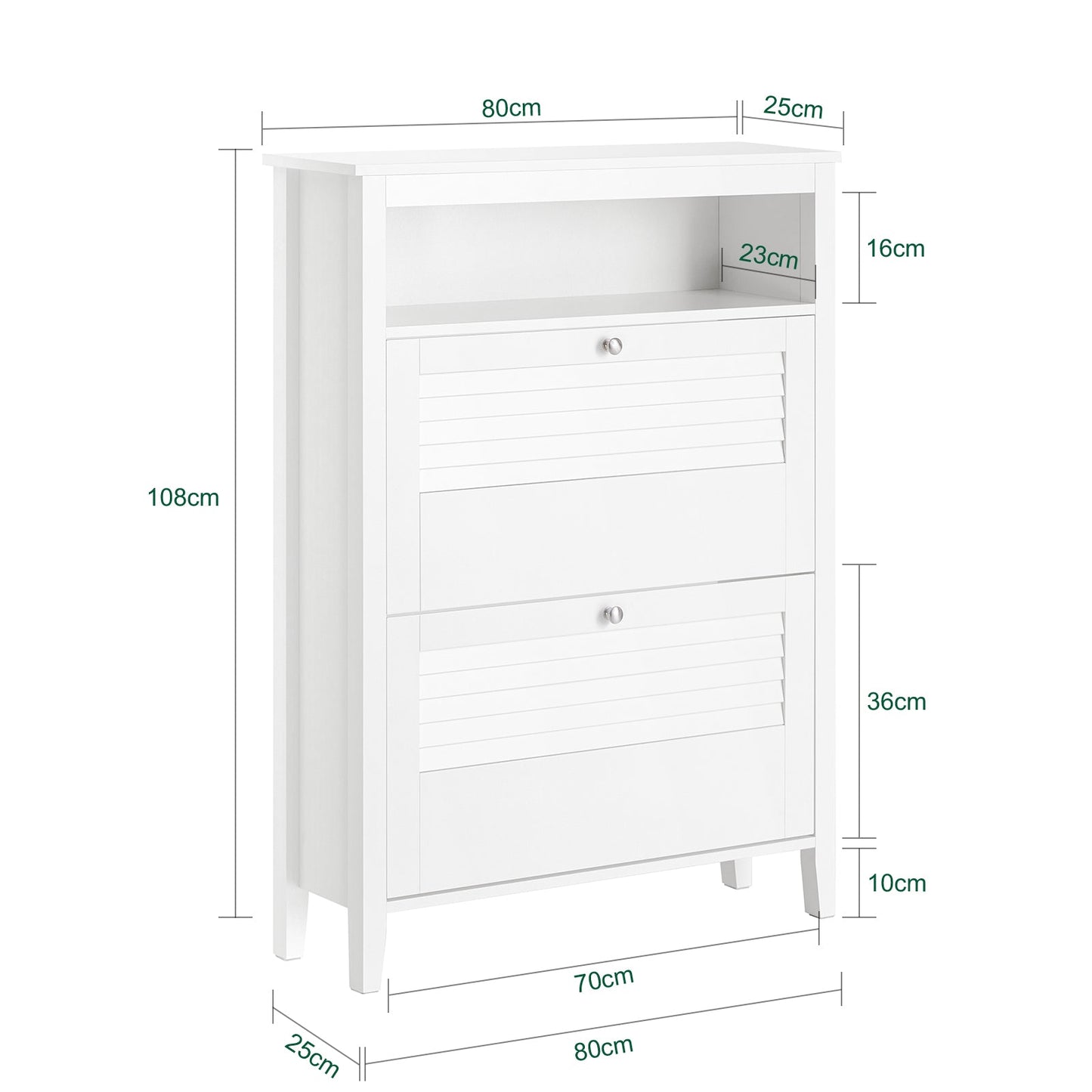 SoBuy Meuble à chaussures - 2 abattants - classique - 80 x 25 x 108 cm - blanc
