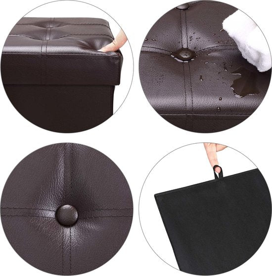 Banc Casaria avec rangement - 80x40x40cm 100L Faux cuir - Marron