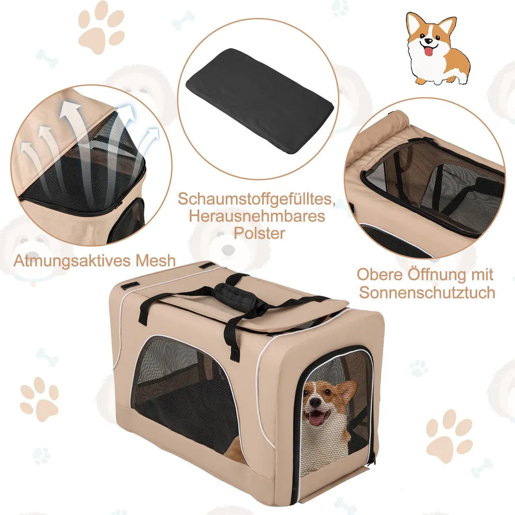 Poussette pour chien Coast 3-en-1 - Beige - Pliable - 53 x 84 x 105 cm