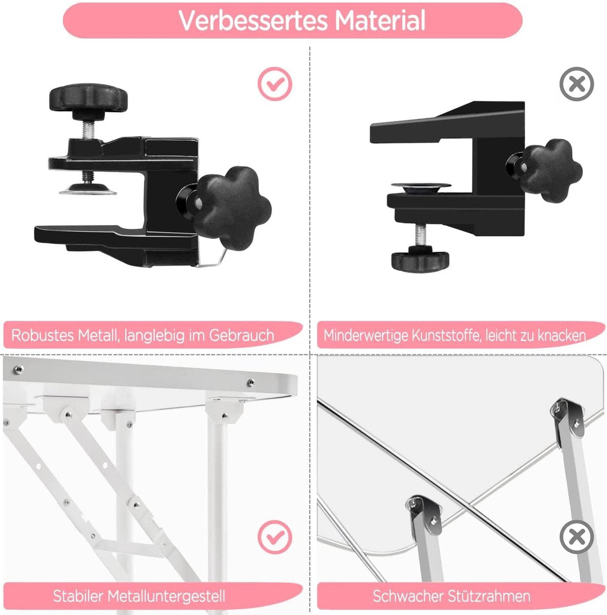 Table de toilettage pour chiens Yaheetech - 100 kg - Réglable - Pliable - Rose