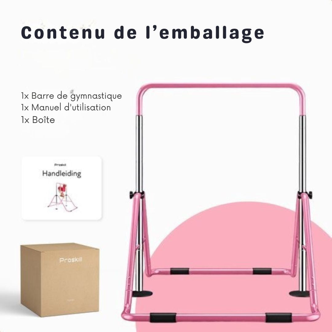 Cadre de gymnastique pliable Proskill- Cadre d'escalade - Réglable en 4 hauteurs - Enfants - Bambin - rose