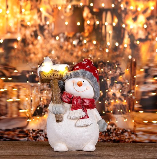 Cadeaux de Noël Figurine Couple de Bonhommes de Neige - Figurine 36CM - Décorations de Noël pour l'intérieur et l'extérieur