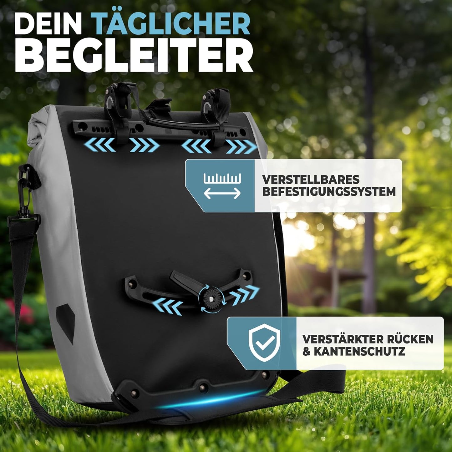 RADGEIST Sacoche pour porte-vélos - Sac pour porte-vélos - Sac à bagages étanche (Reflective 20L, Single)