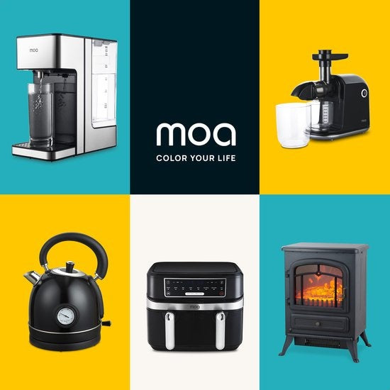 MOA Cheminée électrique d'ambiance ES180 - Freestanding - 1800W - Effet de flamme réaliste - Cheminée - Noir