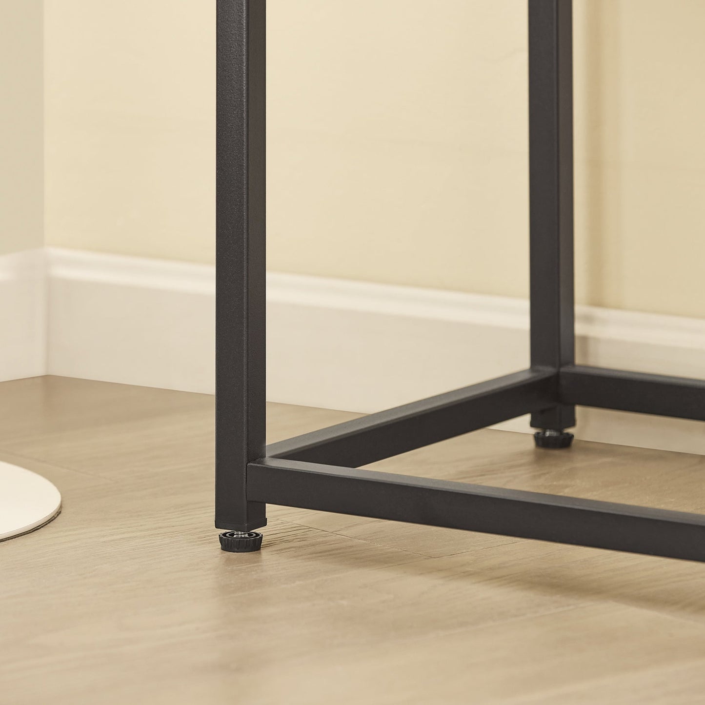 SoBuy Table d'appoint avec plateau en verre - Avec 2 tiroirs - Max. 40 kg - 81 x 35 x 78 cm - Bois/ Fer