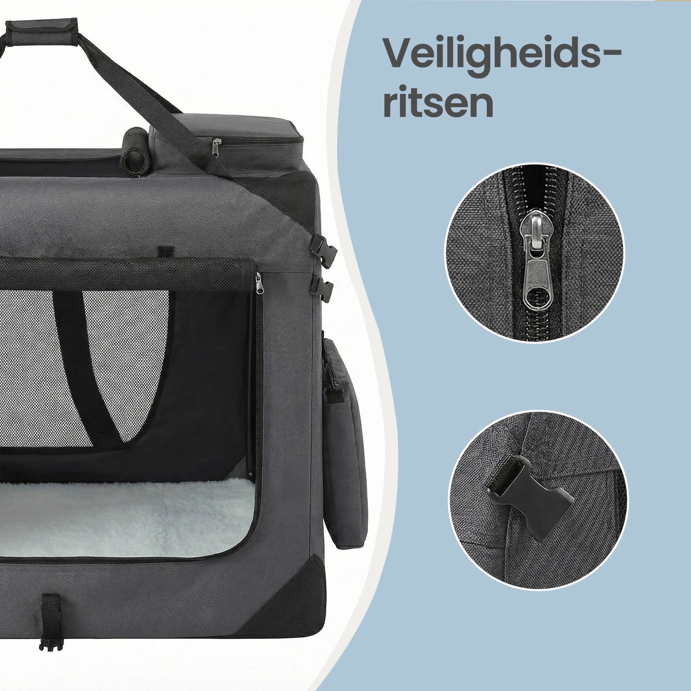 Cage pliable pour chien Ochama 91 x 63 x 63 cm - Tissu Oxford - Gris - Portable - Pour chiens de 23 à 32 kg