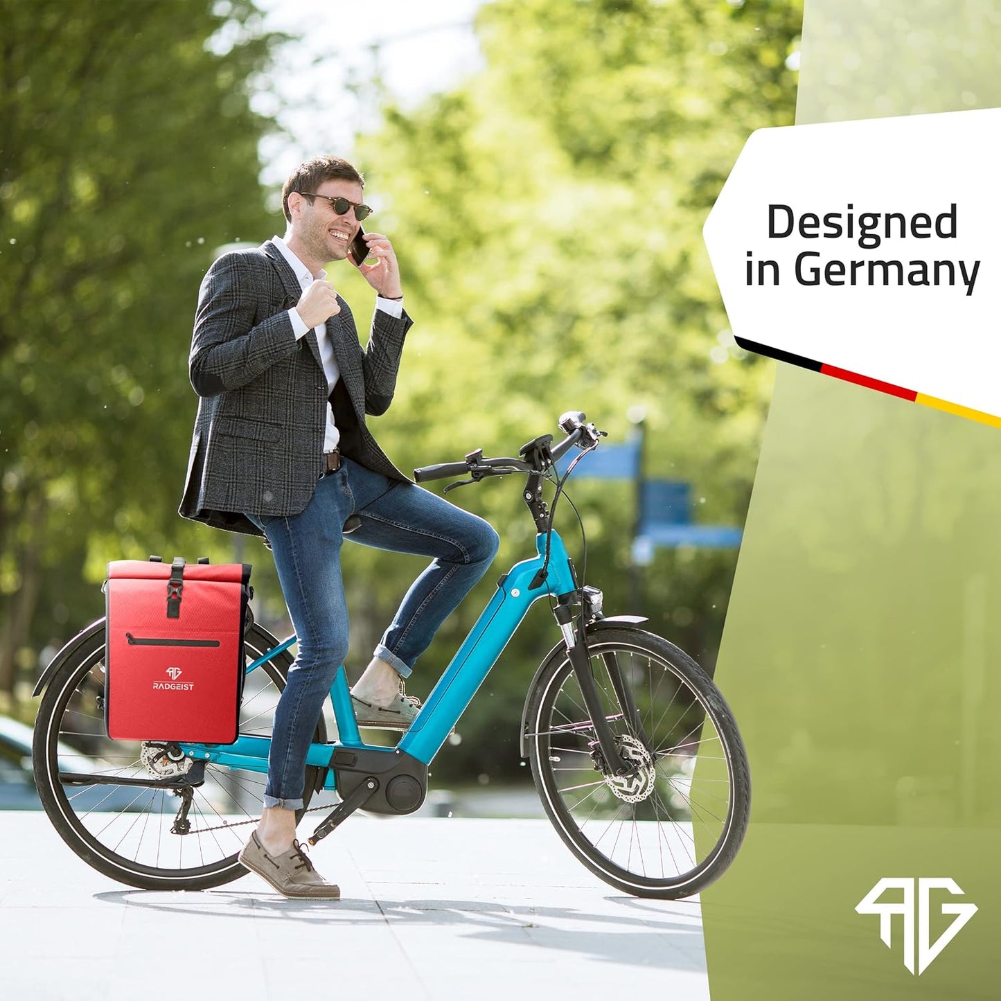 RADGEIST 3in1 sacoche de transport - sac à dos pour vélo - sacoche de transport - sac à bandoulière - avec compartiment pour ordinateur portable - étanche - 25L - rouge