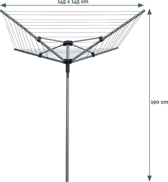 BRASQ Drying Tower Grey - 40 metres - Tour de séchage pliable - Tour de séchage avec ancrage au sol et housse de protection - Support de séchage