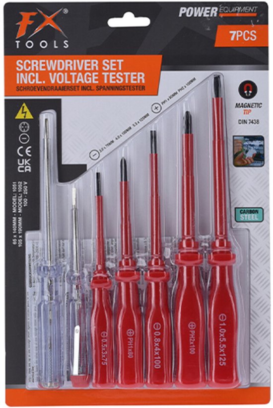 Jeu de tournevis FX Tools - 7 pièces - pour outils électriques - emballage sous blister