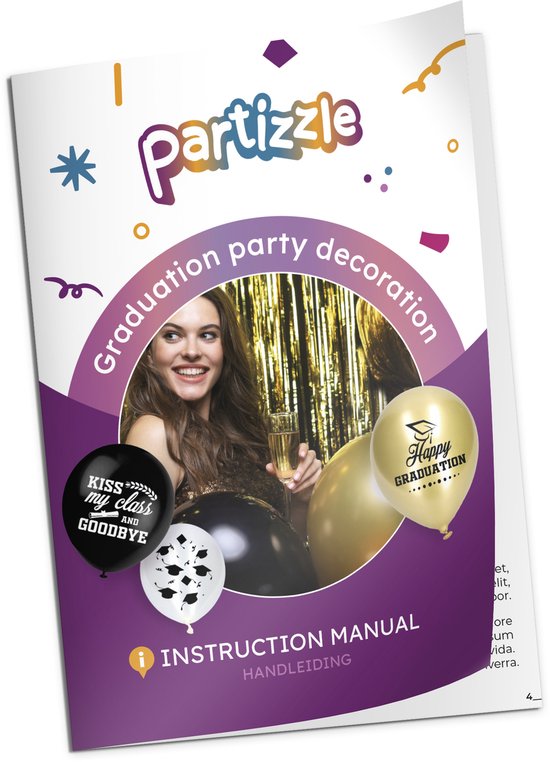 Partizzle Graduated Party Decorations Articles - Guirlandes et ballons - Hourra Graduation Party - Graduation Party Items - XL