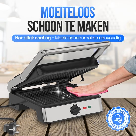 Strex Sandwich Device XL With Temperature Control - Contact Grill Large / Sandwich Iron / Toaster / Grill Device / Panini Grill - PFAS Free - 2200W