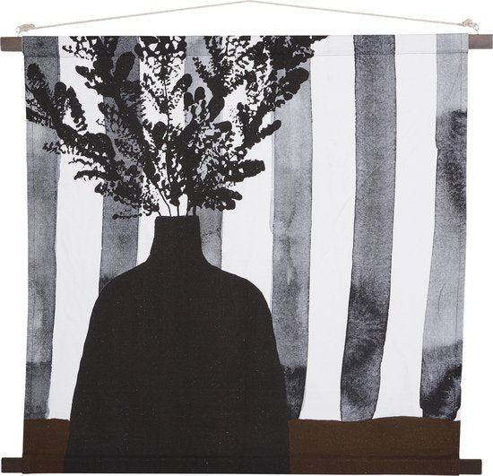 Collection In The Mood Décoration murale Fleurs - L98 x B90 cm - Coton - Noir