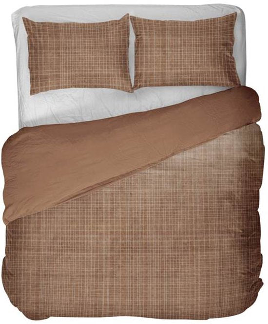 Kayori Sunai Housse de couette Satin de coton - 240x200-220 + 2 taies d'oreiller - Lits-jumeaux - Douce, respirante et régulatrice d'humidité - Caramel