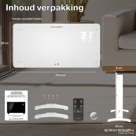 Erikssøn Réchaud électrique - chauffage 2000W - blanc