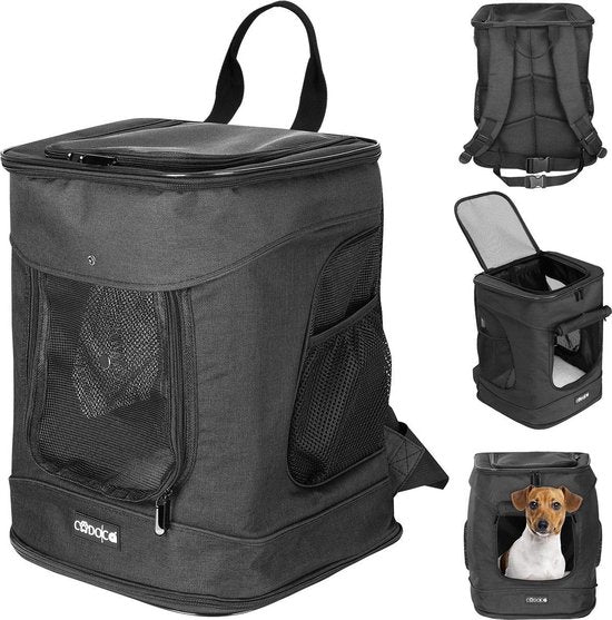 Sac à dos pour chien Cadoca - jusqu'à 12 kg portage confortable réglable - noir