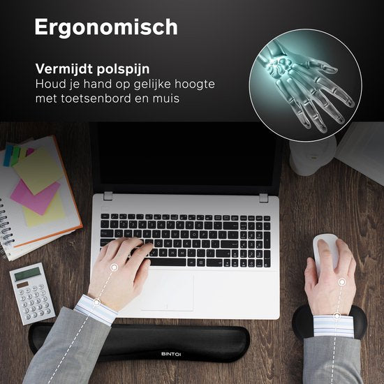 Bintoi® P100 - Support ergonomique pour poignet clavier et souris - Noir