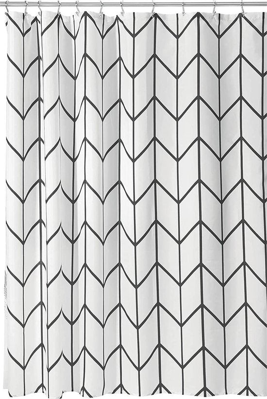 Rideau de douche Accessoires de salle de bains - Arête de poisson - Noir/Blanc- 180x200 cm
