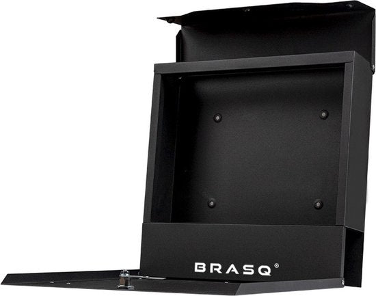 BRASQ Letterbox Premium Black - Boîte aux lettres murale - avec matériel de montage et 2 clés - avec compartiment à journaux et serrure - acier inoxydable